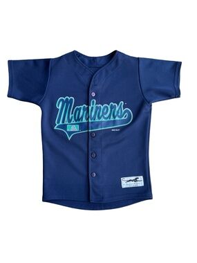 VTG 90s Seattle Mariners MLB Youth Blue Jersey Top #10 Baseball Made in the USA